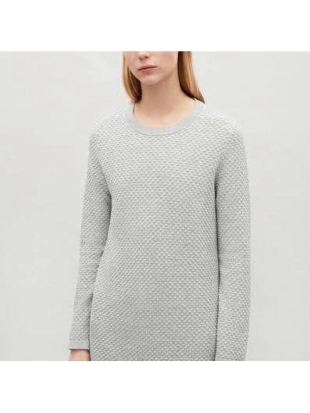 COS 100% COTTON GREY TEXTURED JUMPER, WOMENS XS